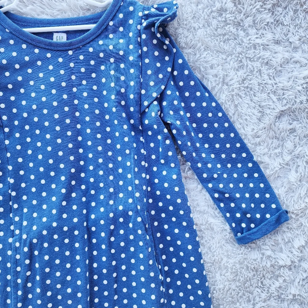 Gaps Kids Cascade Ruffle‎ Blue Polka Dot Dress